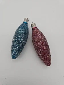 Bombillas de Navidad de cristal de azúcar Stardust vintage 3,5" rojo y azul x 2 - Imagen 1 de 8