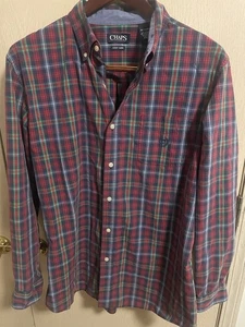 Chaps Easy Care Men's Size XL Red/Blue/Green Plaid Button-Down Long Sleeve Shirt - Picture 1 of 6