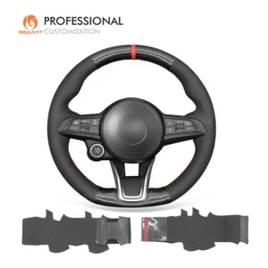 MEWANT Suede Carbon Fiber Steering Wheel Cover for Alfa Romeo Giulia 2020-2022 - Picture 1 of 10