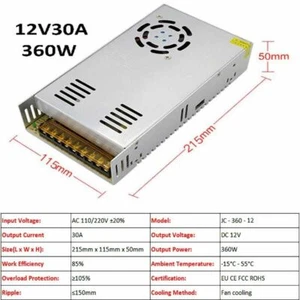 12V 30A 360W Regulated Switching Power Supply Transformer LED Monitor 3D Printer - Picture 1 of 3