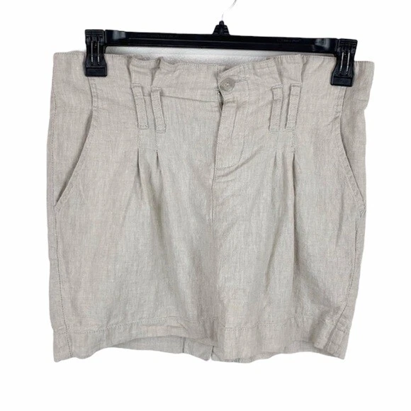 Falda Cooperativa Mujeres 4 Tostado Mezcla de Lino Bolsa de Papel Cintura Mini Pantalones Informales Foto 1 de 4