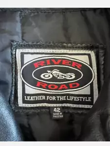 River Road Men’s Caliber Lined Motorcycle Jacket Sz 42 Black Leather Elbow Pad - Picture 1 of 7