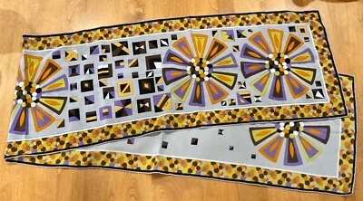 CLASSIC EMILIO PUCCI SILK SCARF 64 X 12 PURPLE BRWN GOLD ORANGE  RETRO COUTURE - Image 1 of 4