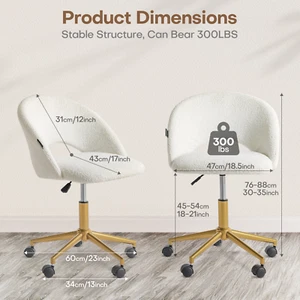 Redlife Desk Chair Adjustable Comfy Office Chair Makeup Vanity Chair for Women - Picture 1 of 21