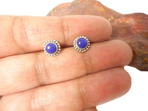 Round Blue Lapis  Lazuli  Sterling Silver 925 Gemstone Stud Earrings - 5 mm - Bild 1 von 5
