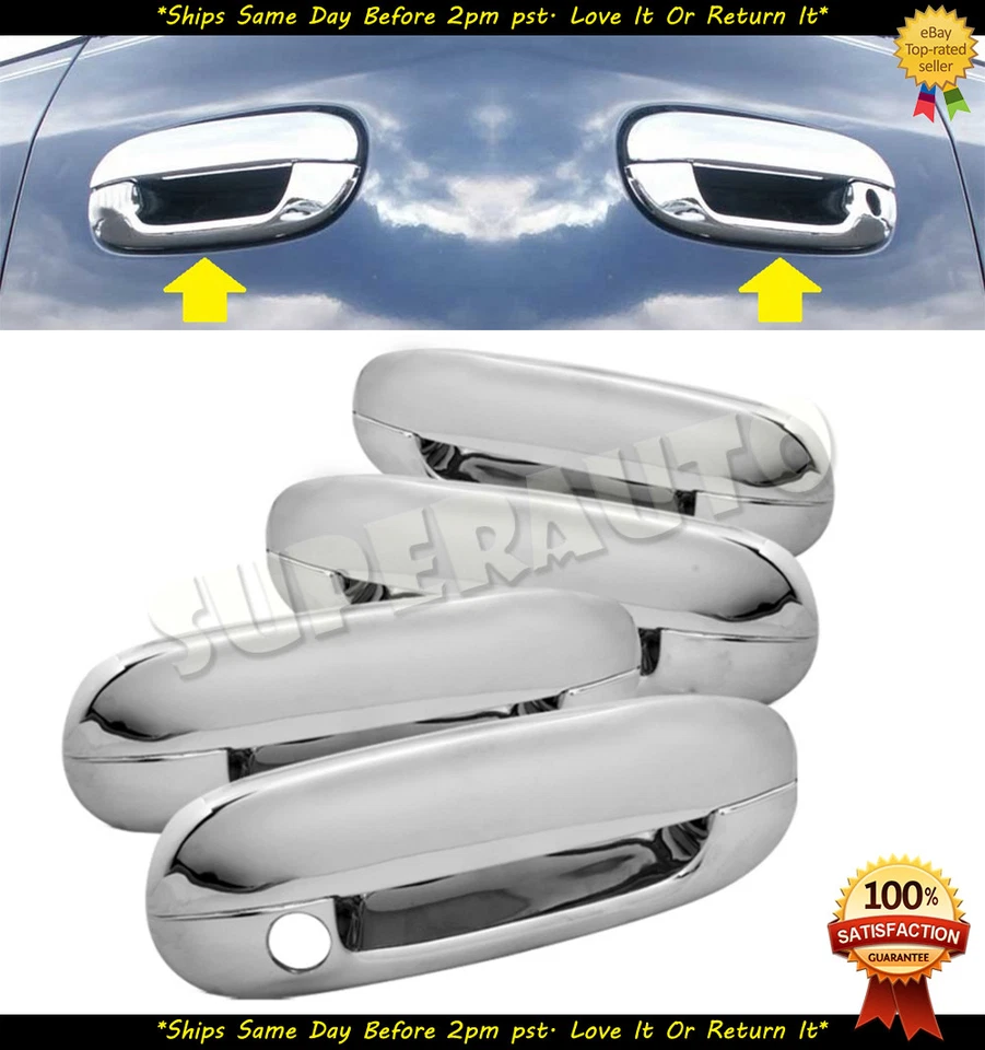 4DR CHROME HANDLE COVERS FOR TRAIBLAZER+ENVOY+CTS+DTS+DEVILLE+RAINIER NO PSG KH - Image 1 of 2