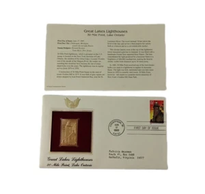 1995 30 Mile Point, Lake Ontario First Day Issue Postage Stamp 22K Gold Replica - Picture 1 of 5