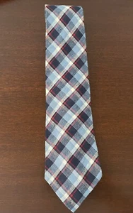Vintage Polo Ralph Lauren 100% Linen Tie Mens Plaid Made In USA - Picture 1 of 12
