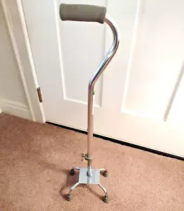 Chrome Quad Cane Essential Medical Supply Endurance Small Base up to 300 lb - Picture 1 of 4