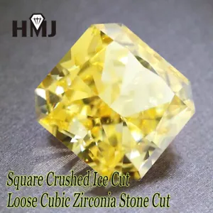 Radiant 8*8mm AAAAA+ Crushed Ice Cut Loose Cubic Zirconia Stone Square Cut CZ - Picture 1 of 18