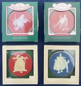 Set o 4 Vintage Norman Rockwell Hallmark Cameo Ornaments 1981 82 86 88 FREE Ship - Picture 1 of 17