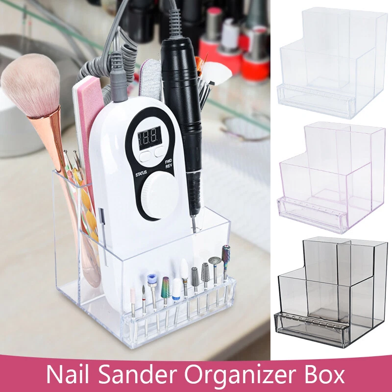 Caja organizadora de lijadora de uñas máquina de molienda almacenamiento manicura accesorio contenedor Foto 1 de 4
