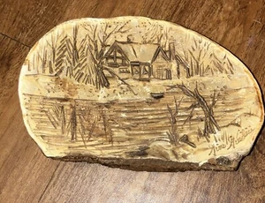 Vintage handgeschnitzter Pilz signiert - Bild 1 von 5
