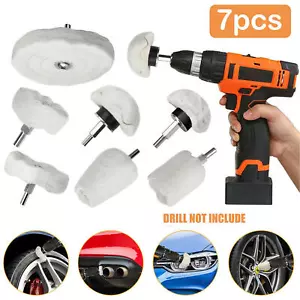 5/7Pcs Cotton Polishing Pad Buffing Mop Wheel Car Motorcycle Kit For Drill Bit - Picture 1 of 13