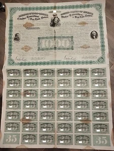 Meksyk 1865 Stany Zjednoczone Tamaulipas San Luis Potosi All Coups Złota pożyczka na obligacje - Zdjęcie 1 z 12