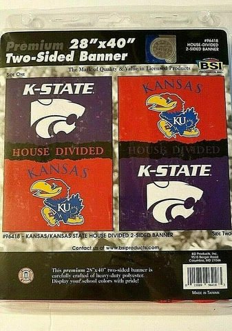 Kansas Jayhawks Kansas State Wildcats 28" x 40" Two-Sided House Divided Banner Cover