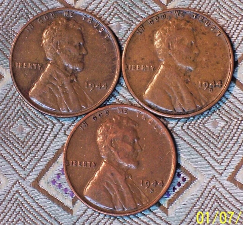 1944 P/D/S  Lincoln Wheat Cent's CIR. (3 COIN'S) (ITM#6175) Cover