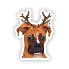 Boxer Dog Reindeer Sticker Water Bottle, Laptop, Phone Case, Dishwasher Safe