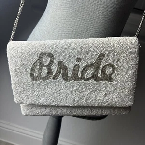 Bride Clutch Purse White Gift Wedding To Be Bachelorette Party Honeymoon Midsize - Picture 1 of 11