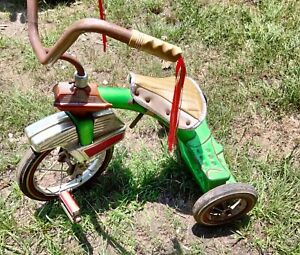 Vintage AMF Junior Tricycle, Green and Gold Double Step