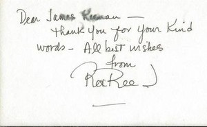 Rex Reed Signed 3x5 Index Card Note