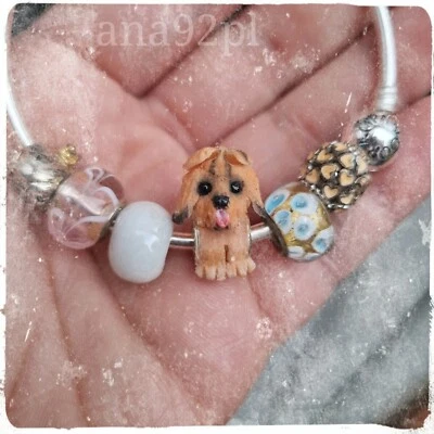 PERSONALIZED Custom pet MINI DOG jewelry gift charm pendant bracelet round bead  - Image 1 of 4