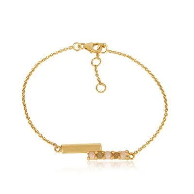 Опал двойной бар браслет желтое золото минималистский драгоценных камней браслет подружек невесты - Изображение 1 из 4