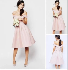 NEW SIZE 16 LILAC FOLD OVER BARDOT MIDI DRESS BY CHI CHI LONDON - Picture 1 of 4