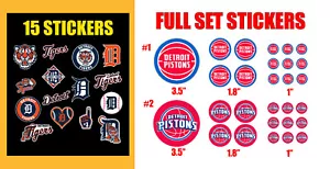 Detroit Pistons Tigers Sticker full set stickers - Picture 1 of 13