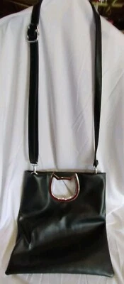 Cat Lady Box Convertible Purse w/Detachable Strap Black Vegan Handbag 13x12 - Image 1 of 4