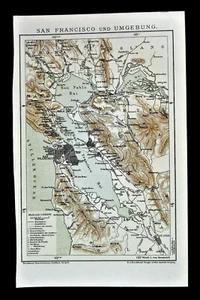 1894.Antike geotopographische Karte:SAN FRANCISCO UND UMGEBUNG.Brockhaus. ätna - Bild 1 von 1