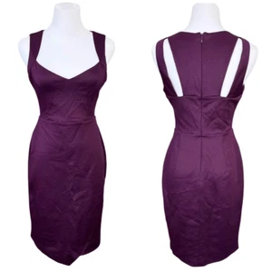 Vestido Vaina Guess Ciruela Púrpura Cuello Corazón Asimétrico Buceo Repujado Talla 2 - Imagen 1 de 6