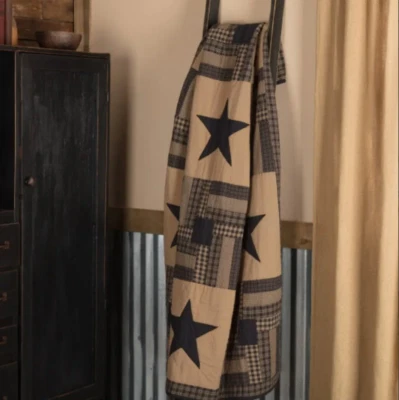 Rustic Farmhouse Black Check Texas Star Quilted Throw 60x50 - Image 1 of 2