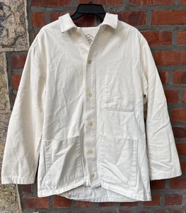 Alex Crane Canvas Kite Chore Shacket Jacket Mens Large White Cotton Made In USA - Picture 1 of 6