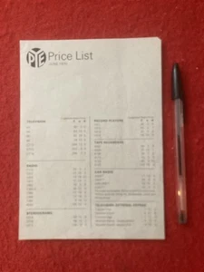PYE RARO 1970 LISTA DE PRECIOS EXCELENTE ESTADO TELEVISIÓN REPRODUCTORES RADIO - Imagen 1 de 5