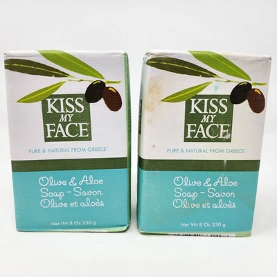Lote de 2 barras de sabão seladas Kiss My Face azeitona e aloe vegano sem crueldade 8 oz cada - Imagem 1 de 4