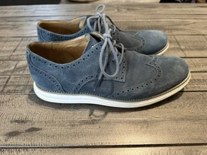 Cole Haan Lunargrand Wingtip Suede Size 10M Petrol Blue C13200 dress shoes - Picture 1 of 9