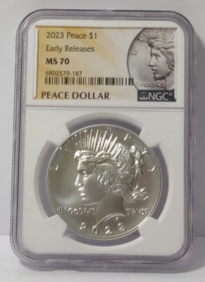 2023 PEACE SILVER DOLLAR NGC MS 70 EARLY RELEASES - SMALL CHIP ON HOLDER - Image 1 of 4