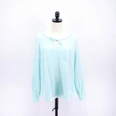 Lauren Conrad -Medium- Light Blue Sheer Blouse Top Lined Long Sleeve Cotton Poly - Image 1 of 4