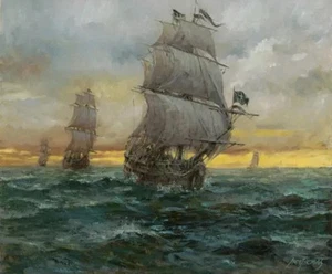 Black Bart's Fleet by Andy Thomas - Paper Giclee Ltd Ed S/N 200 24x28 - Picture 1 of 4