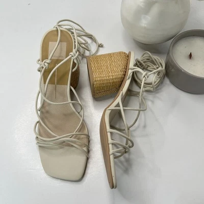 Sandalias Dolce Vita Nika con tiras de tacón bloque punta cuadrada blancas para mujer EE. UU. 10 NUEVAS SIN CAJA Foto 1 de 4