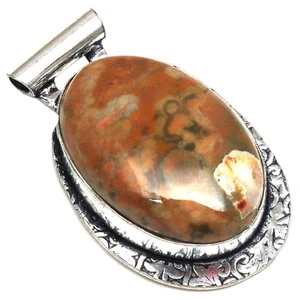 Colgante selva tropical jaspe piedras preciosas regalo para ella joyería de plata 925 2" - Imagen 1 de 5