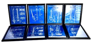 Guitar Patent Prints - Set of 8 - Framed-Fender 11.5" x 9.5" Gallery Wall/Table - Picture 1 of 17