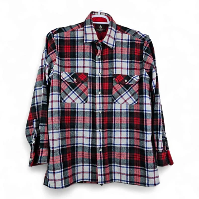 Camisa masculina High Sierra grande xadrez vermelha branca lã flanela lenhador vintage vintage vintage - Imagem 1 de 4