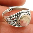 Cocktail Tribal Ring Size L 1/2 925 Sterling Silver Natural Rhodochrosite I29