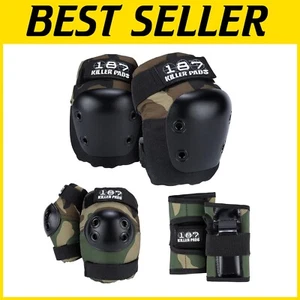 Durable Skate Gear: Six Pack Knee & Elbow Pads with Wrist Guards - Lightweight - Picture 1 of 8