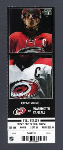 ALEX OVECHKIN 400TH GOAL WASHINGTON CAPITALS @ HURRICANES 2013 NHL FULL TICKET Cover