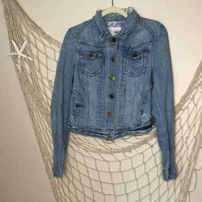 RIVER ISLAND Women's Destroyed Denim Truckers Jacket M 10/12 (UK 14) - Image 1 of 4