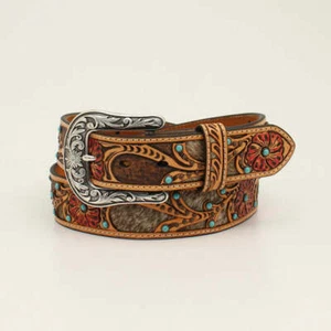 Ariat Calf Hair Underlay Red Flower Belt A1533008 - Picture 1 of 5