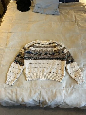 Vintage Knit Sweater Mens Medium Pullover Geometric 90s Cotton St Johns Bay USA - Image 1 of 4
